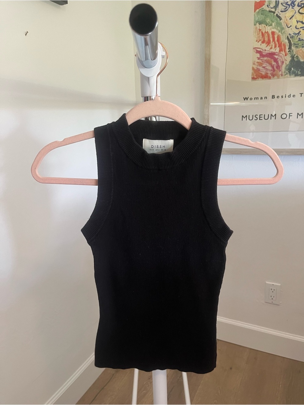 DISSH Black Ribbed Crewneck Tank Top